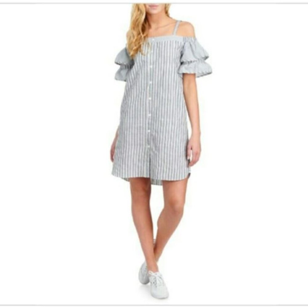 V by Violet Weekend striped cold shoulder …